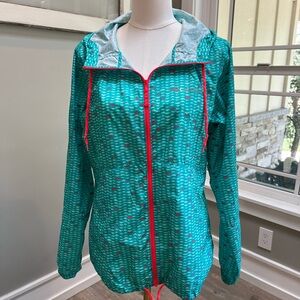 Columbia Lightweight Turquoise Hooded Windbreaker Jacket - Women's